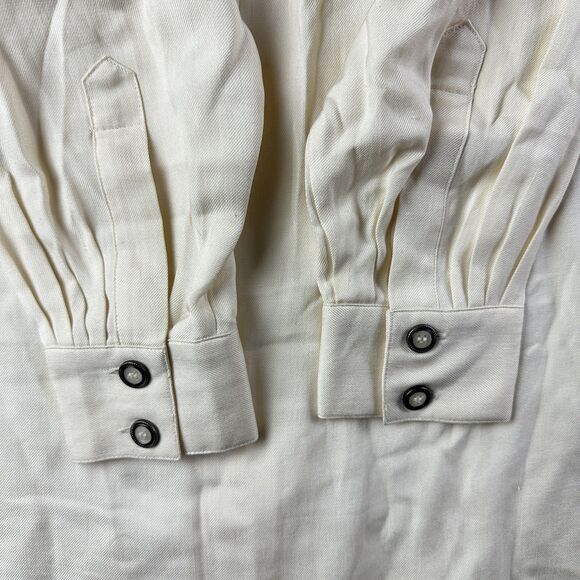 Vintage Pinky & Dianne Silk Top Womens 8 Cream Tuxedo Long Sleeve Button Blouse* - Picture 10 of 15